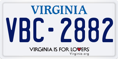 VA license plate VBC2882