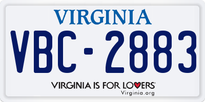 VA license plate VBC2883