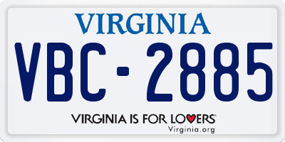 VA license plate VBC2885