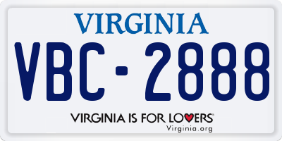 VA license plate VBC2888