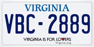 VA license plate VBC2889