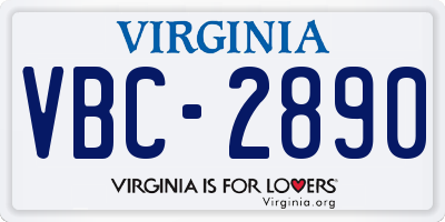 VA license plate VBC2890