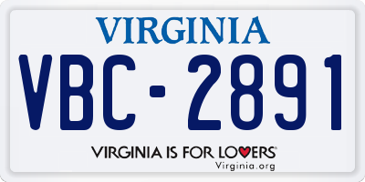 VA license plate VBC2891