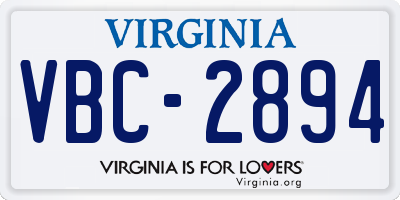 VA license plate VBC2894