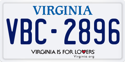 VA license plate VBC2896