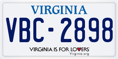 VA license plate VBC2898