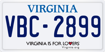 VA license plate VBC2899