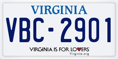 VA license plate VBC2901
