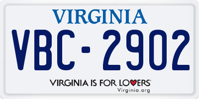 VA license plate VBC2902