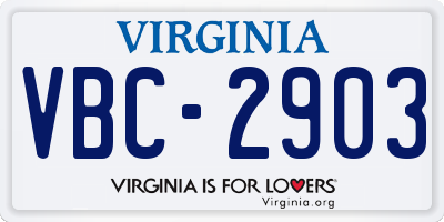 VA license plate VBC2903