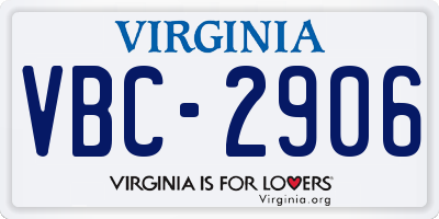 VA license plate VBC2906