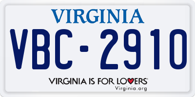 VA license plate VBC2910