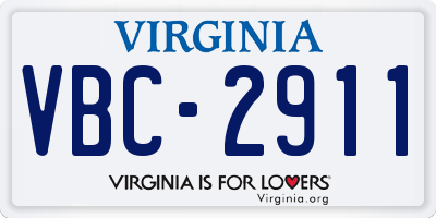 VA license plate VBC2911
