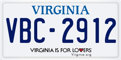 VA license plate VBC2912