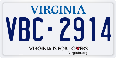 VA license plate VBC2914