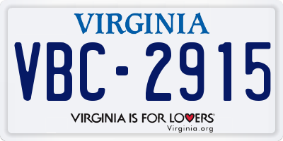 VA license plate VBC2915
