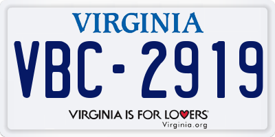 VA license plate VBC2919