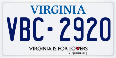 VA license plate VBC2920