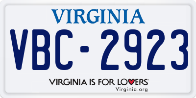 VA license plate VBC2923