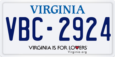 VA license plate VBC2924