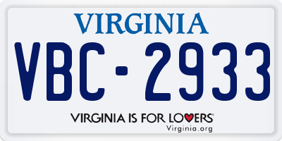 VA license plate VBC2933