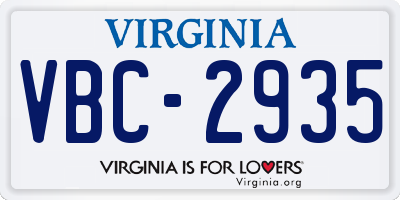 VA license plate VBC2935