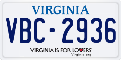 VA license plate VBC2936