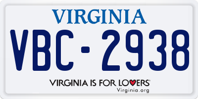 VA license plate VBC2938