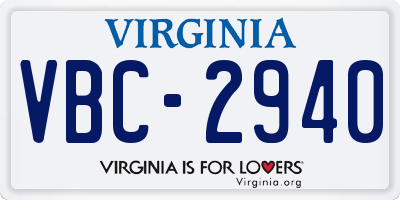 VA license plate VBC2940