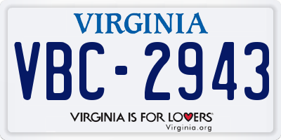 VA license plate VBC2943