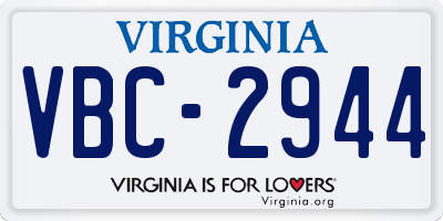 VA license plate VBC2944