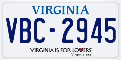 VA license plate VBC2945