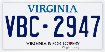 VA license plate VBC2947