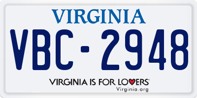 VA license plate VBC2948