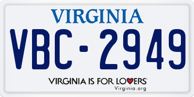 VA license plate VBC2949