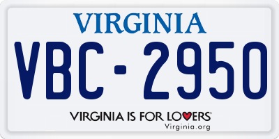 VA license plate VBC2950