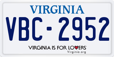 VA license plate VBC2952