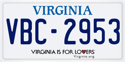 VA license plate VBC2953