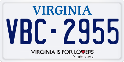 VA license plate VBC2955