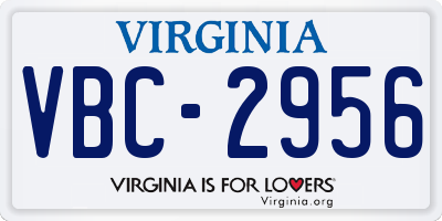 VA license plate VBC2956