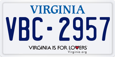 VA license plate VBC2957