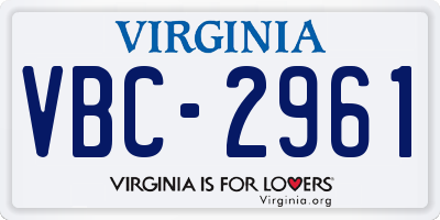 VA license plate VBC2961