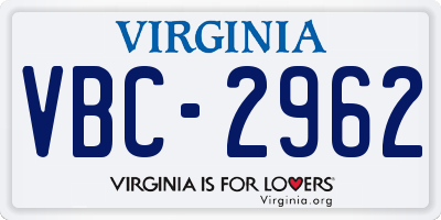 VA license plate VBC2962