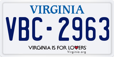 VA license plate VBC2963