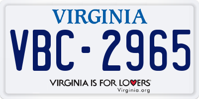 VA license plate VBC2965