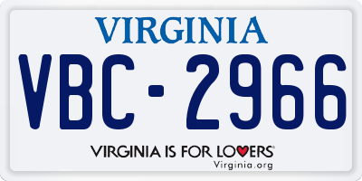 VA license plate VBC2966