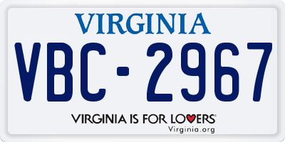 VA license plate VBC2967