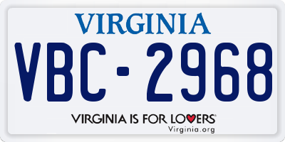 VA license plate VBC2968