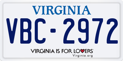 VA license plate VBC2972