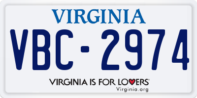 VA license plate VBC2974
